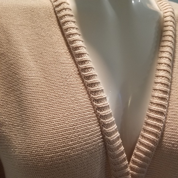 Ann Taylor Cream Ribbed Trim Cardigan XL - Picture 2 of 6